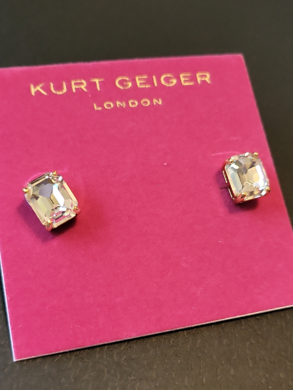 Kurt Geiger Gold-Tone Clear Crystal Stud Earrings